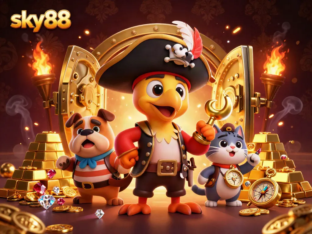 Experience thrilling wins at sky88 with colorful treasure and dynamic gaming elements showcasing a casino adventure.