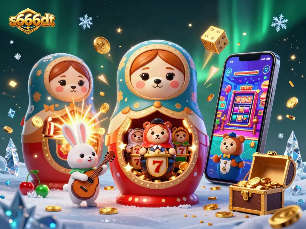 Experience the thrill with s666dt's vibrant 3D scene featuring casino excitement and festive elements.