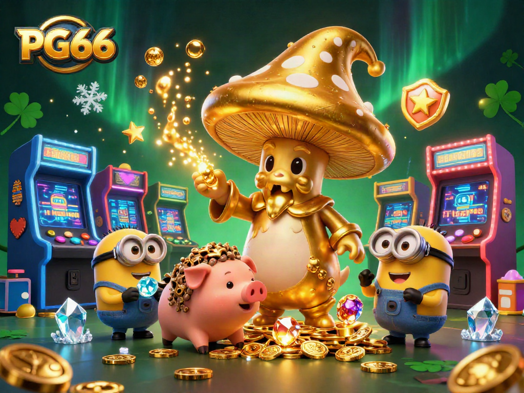Engage with PG66's unique gaming experience featuring vibrant 3D characters transforming luck into gold.