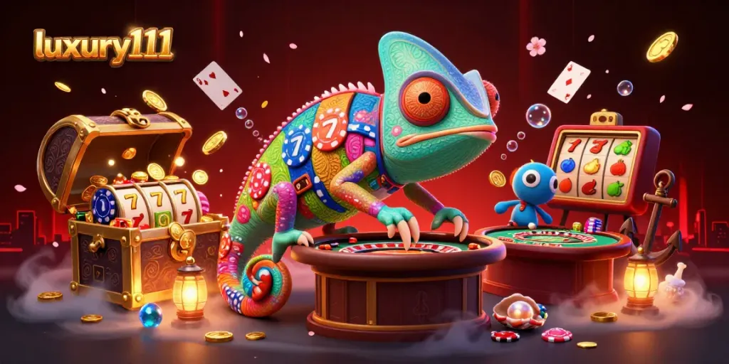 Experience luxury111's vibrant casino atmosphere with winning jackpots and colorful slot reels.