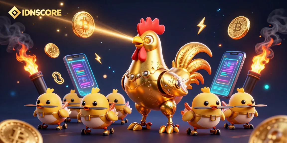 Experience the excitement of IDNSCORE with a dynamic 3D casino scene showcasing crypto themes.