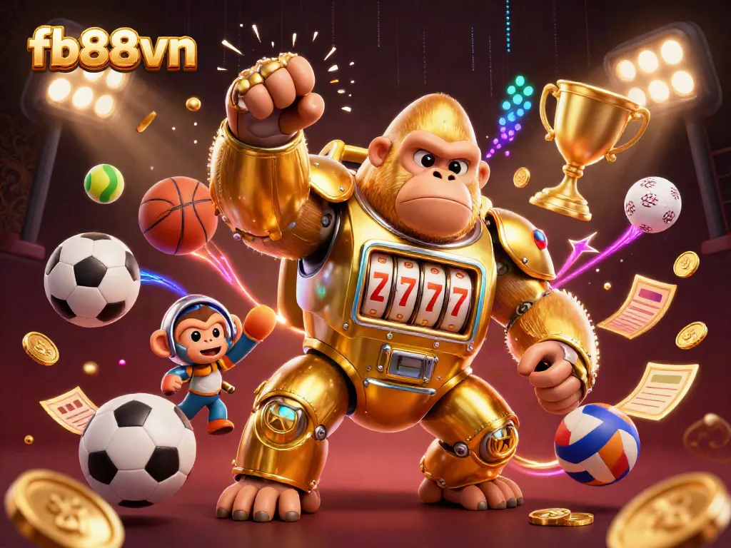 Experience high-energy gameplay at fb88vn with thrilling 3D mech illustrations and dynamic sports elements.
