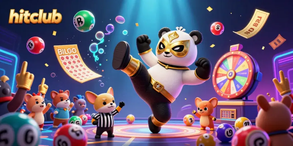 Engage with hitclub's exciting casino scene featuring vibrant lottery elements and dynamic characters