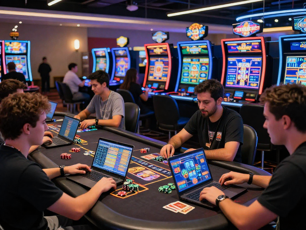 Scena di un casinò online con giocatori sui siti non AAMS mentre si divertono.