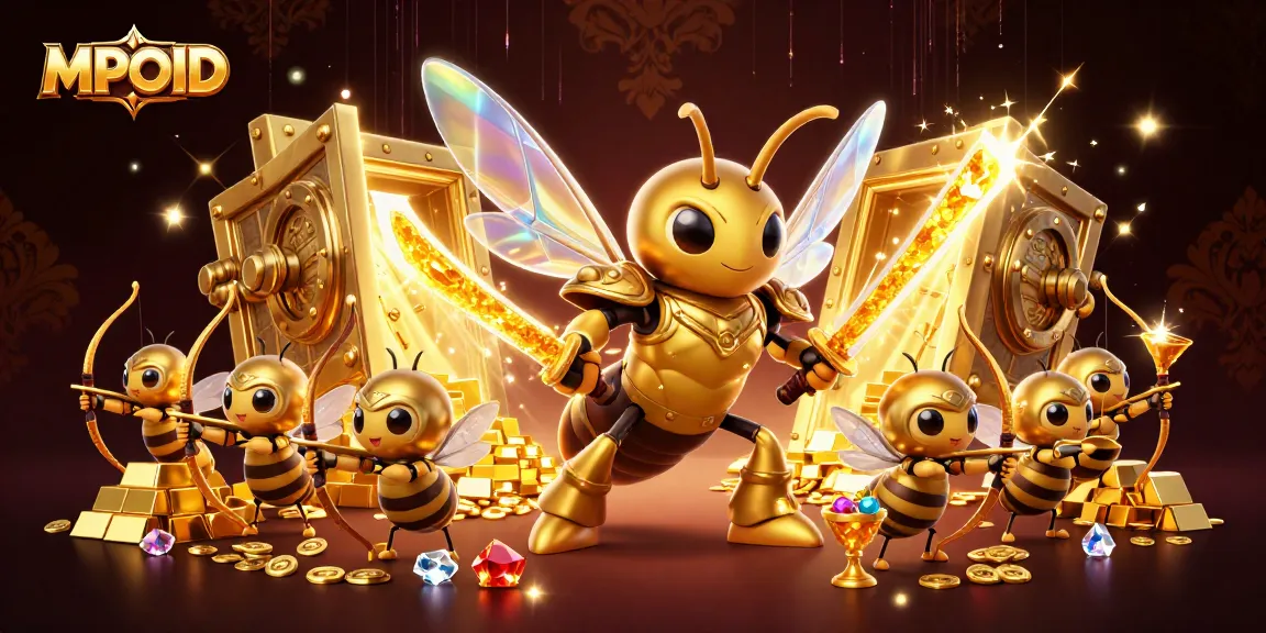MPOID showcases an epic 3D scene with a golden hornet in samurai armor and dynamic casino treasures.