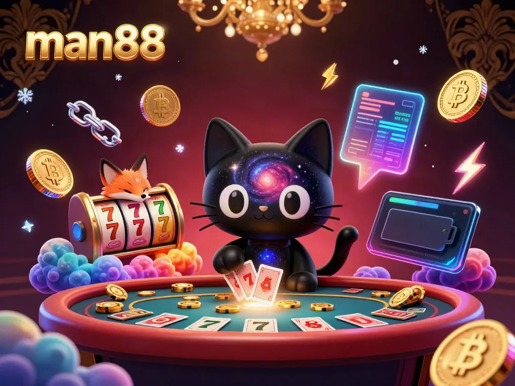 Engage with man88's cosmic casino environment featuring vibrant characters and dazzling game elements.