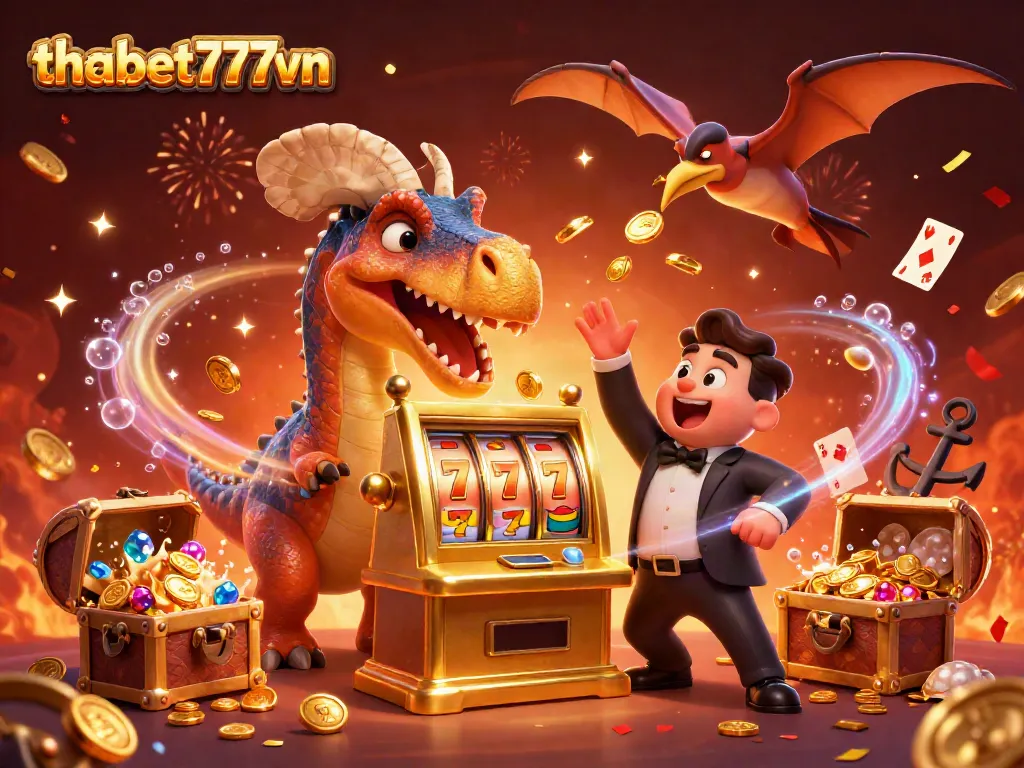 Experience the excitement of winning at thabet777vn with a dinosaur-themed jackpot scene featuring dynamic action.