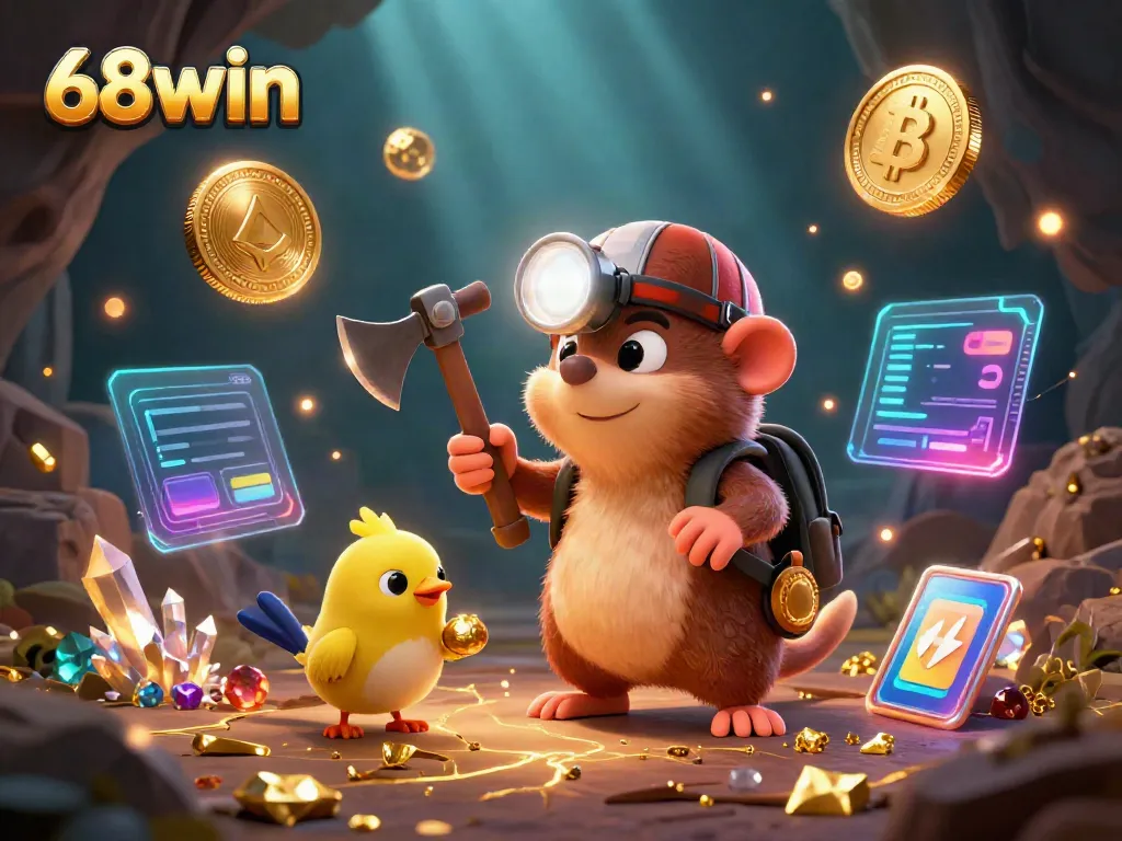 Experience thrilling gameplay on 68win with vibrant, treasure-filled adventures in a glowing 3D environment.