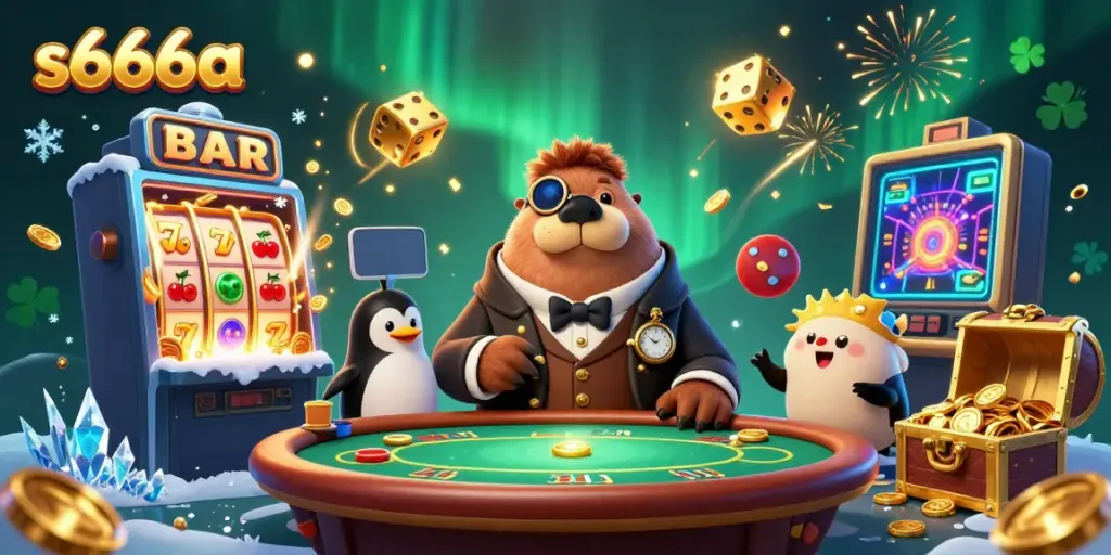 Join the action with s666a at a lively underwater poker game featuring a walrus, penguin dealer, and a bluffing pufferfish.