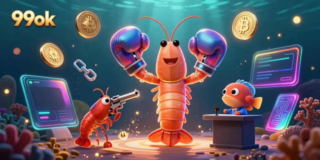 Engage in high-stakes gaming with 99ok's vibrant underwater casino atmosphere featuring dynamic characters.