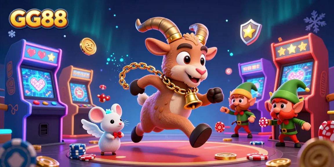 Experience thrilling games at GG88's vibrant casino with Krampus, angel mouse, and gremlins stealing chips!