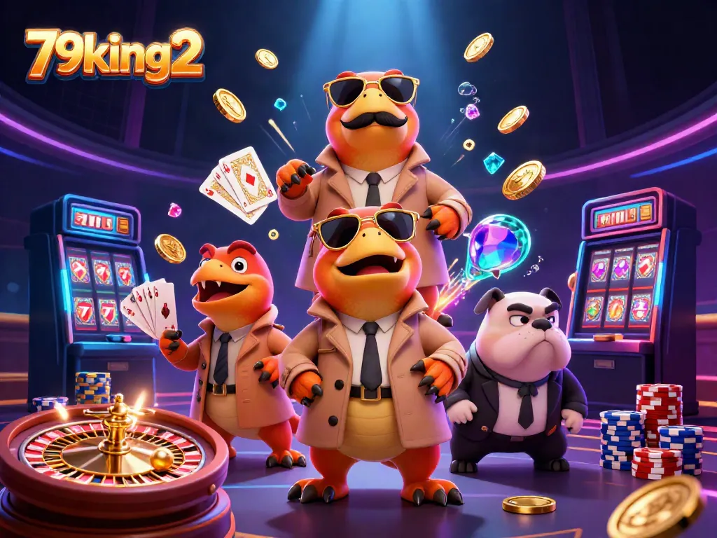 Experience the thrill of 79king2 with raptors in a casino scene, showcasing vibrant game elements.