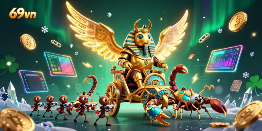 Experience gaming excitement with the vibrant 69vn chariot scene, showcasing casino elements and adventure.