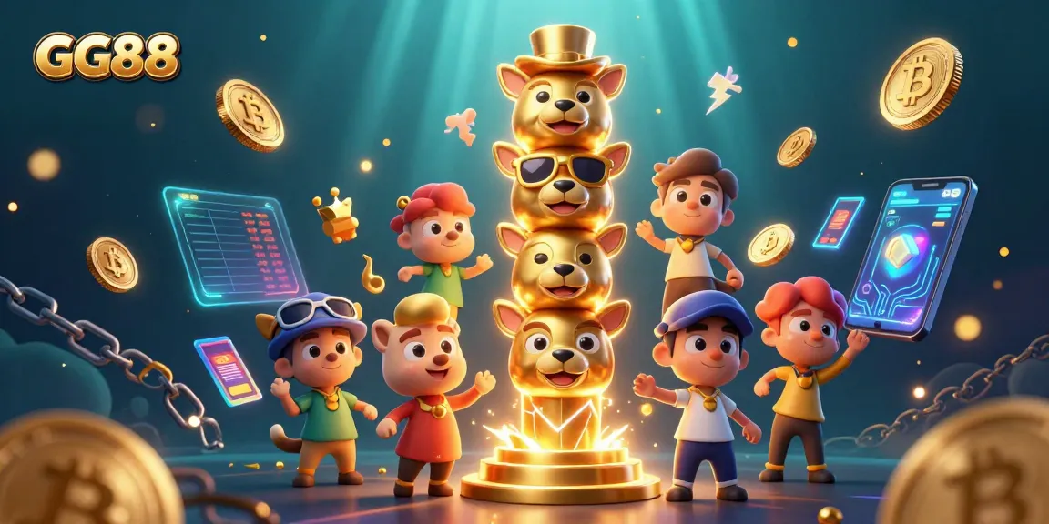 Engage with GG88's vibrant 3D casino world showcasing golden totem and crypto elements.