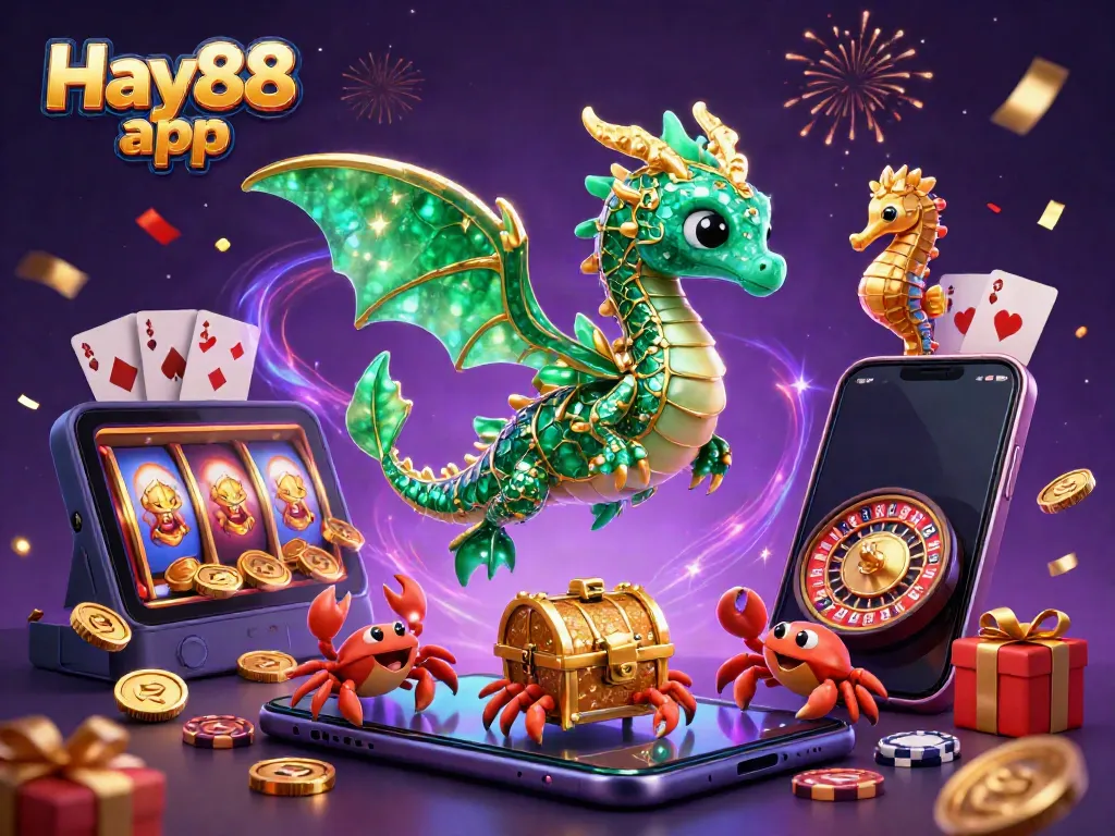Play exciting games with the Hay88 app, featuring dynamic casino elements and vibrant characters.